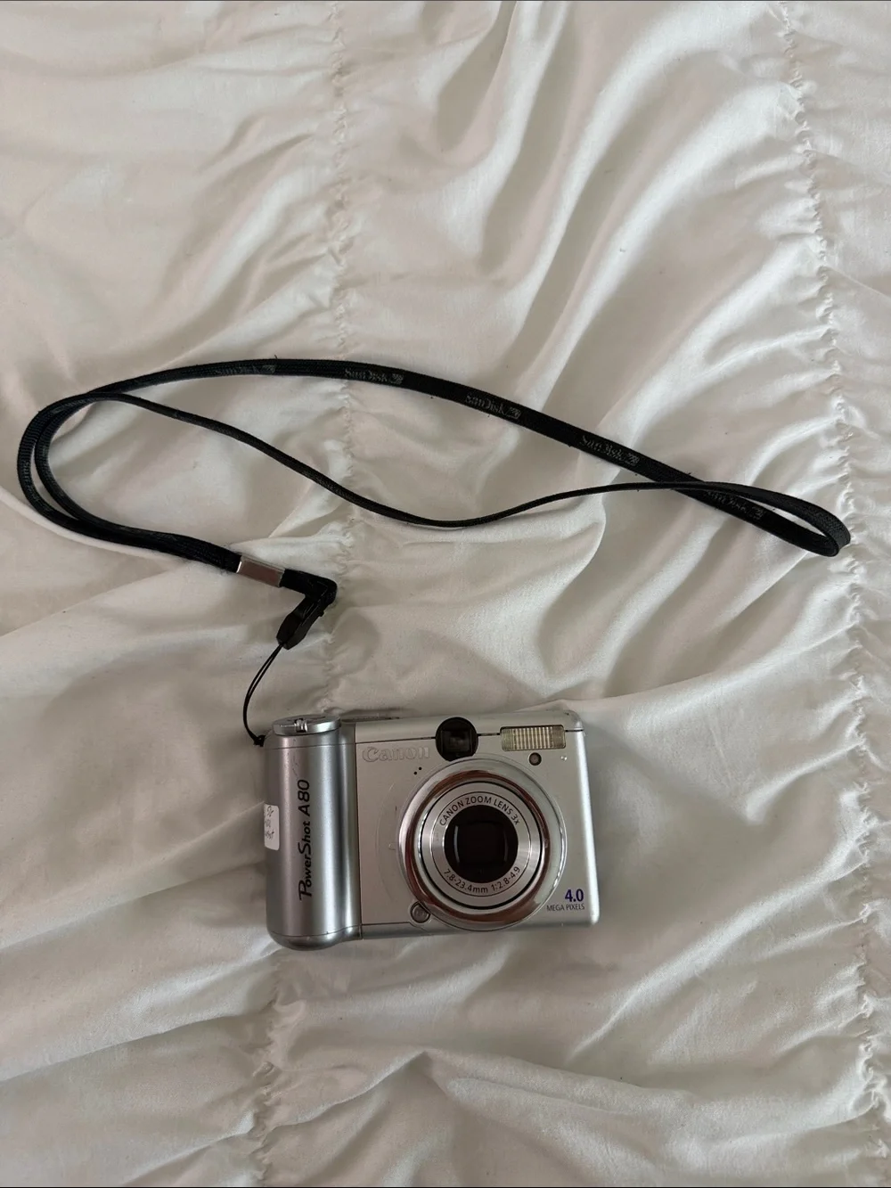 Canon Silver Compact Point-and-Shoot Digital Camera with Wrist Strap